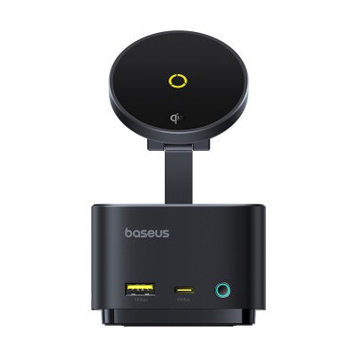 Baseus MagPro Series II 7-in-1 USB-C Hub with 15W Qi2 Wireless Charger-Black