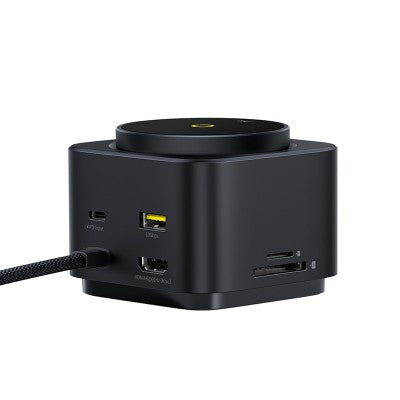 Baseus MagPro Series II 7-in-1 USB-C Hub with 15W Qi2 Wireless Charger-Black