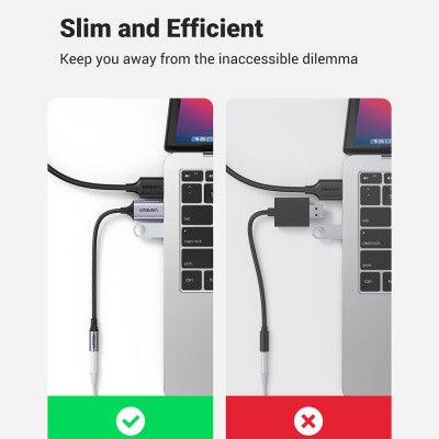 UGREEN CM477 USB 2.0 to 3.5mm Audio Adapter 25cm-Dark Gray