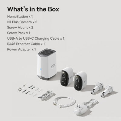 Baseus Security N1 Plus Series Outdoor Camera 2K 2-Cam Kit-White